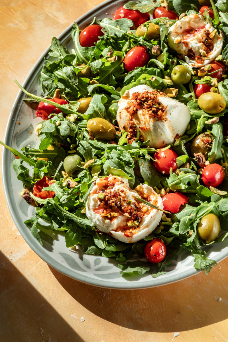 "ABC SALAD" Arugula Burrata Chili Crunch Salad